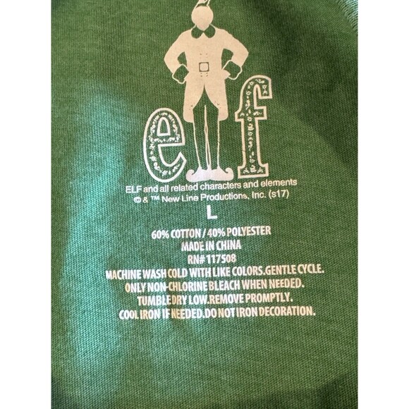 ELF OMG! SANTA! I Know Him Christmas Unisex Holiday Green T-shirt Size Large - Picture 7 of 7